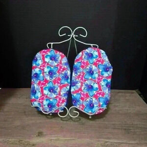 Handmade  Microwave Mitts - Regular Size - Pink and Blue Flowers - Pair